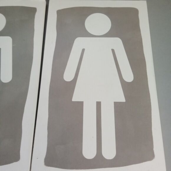 Bathroom‎ Signs His And Hers White And Grey - Picture 3 of 8